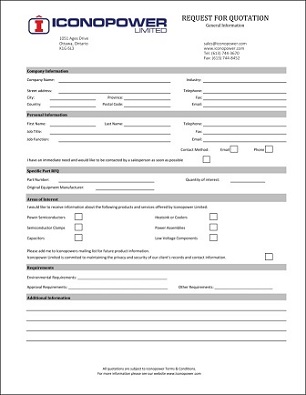 Iconopower Request For Quote Form
